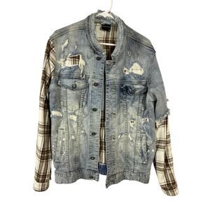Vintage Smoke Rise Denim Jacket Men's Medium - Distressed Jean Flannel